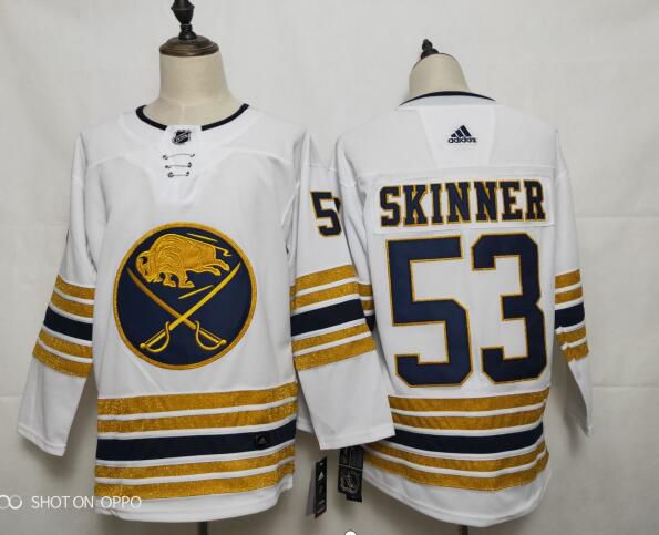 Men Buffalo Sabres #53 Skinner White Adidas 50th Anniversary Golden Edition NHL Jersey->buffalo sabres->NHL Jersey